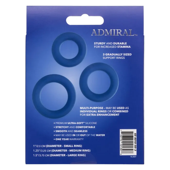 CalExotics Admiral Universal Cock Ring Set Blue Male Sex Toys