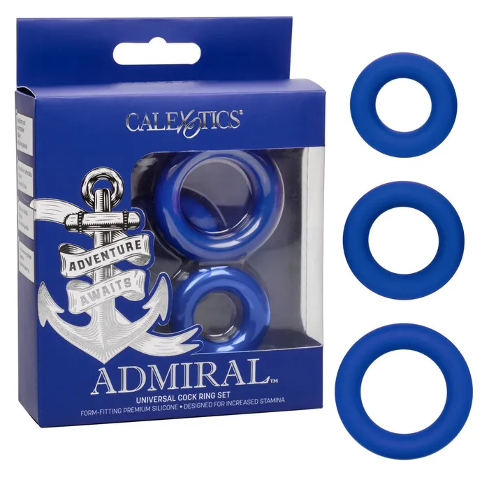 CalExotics Admiral Universal Cock Ring Set Blue Male Sex Toys