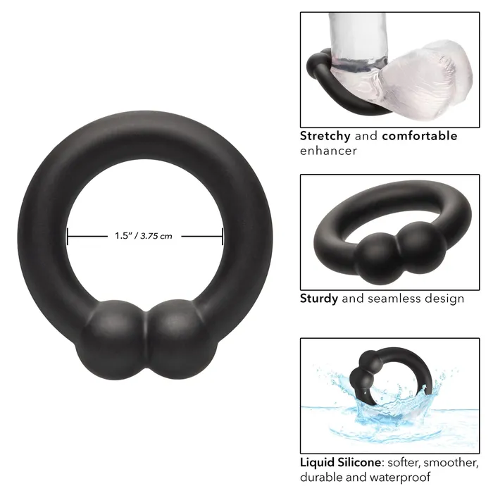 CalExotics Male Sex Toys Alpha Liquid Silicone Muscle Ring Black