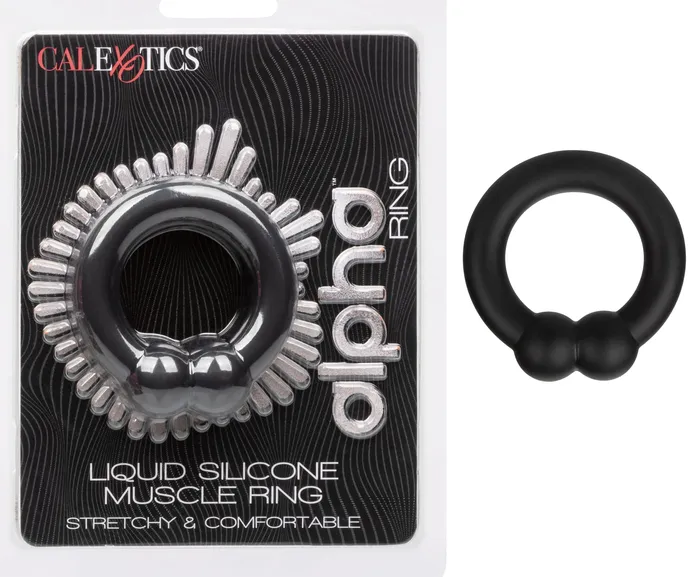 CalExotics Male Sex Toys Alpha Liquid Silicone Muscle Ring Black