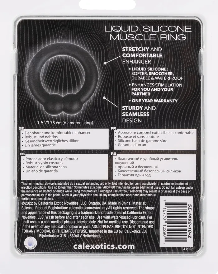 CalExotics Male Sex Toys Alpha Liquid Silicone Muscle Ring Black