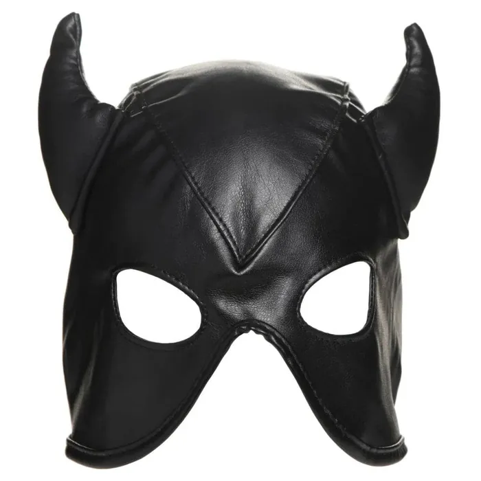 Couples XR Brands Master Series Dungeon Demon Bondage Hood With Horns Black Couples XR Brands Master Series Dungeon Demon Bondage Hood With Horns Black