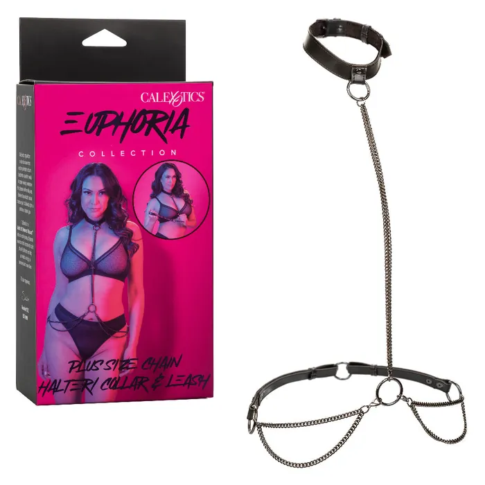 Euphoria Collection Plus Size Chain Haltercollar and Leash Black CalExotics Plus Size