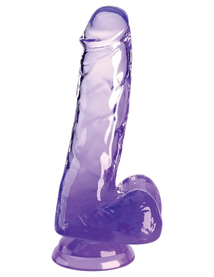 King Cock Clear 6 Inch With Balls Purple Pipedream Dildos