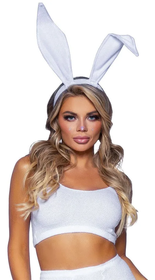 Leg Avenue Vibrators Bendable Velvet Bunny Ears White