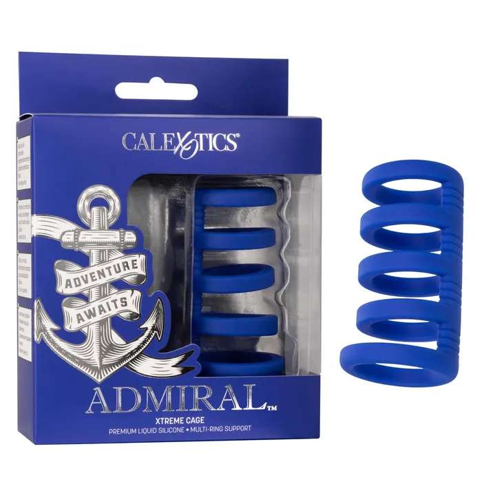 Male Sex Toys Admiral Xtreme Cock Cage Blue CalExotics