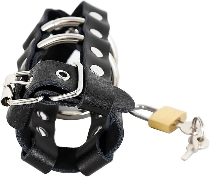 Male Sex Toys Come Now Leather Penis Chastity Cage