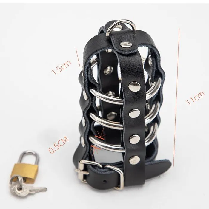 Male Sex Toys Come Now Leather Penis Chastity Cage