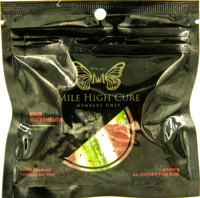 Mile High Cure Vibrators Mile High Cure Hemp Sour Watermelon Gummies 500mg 10ct Display