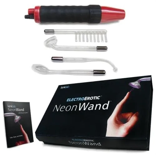 Neon Wand Electrosex Kit Red and Black Handle Red Electrode Kinklab Vibrators