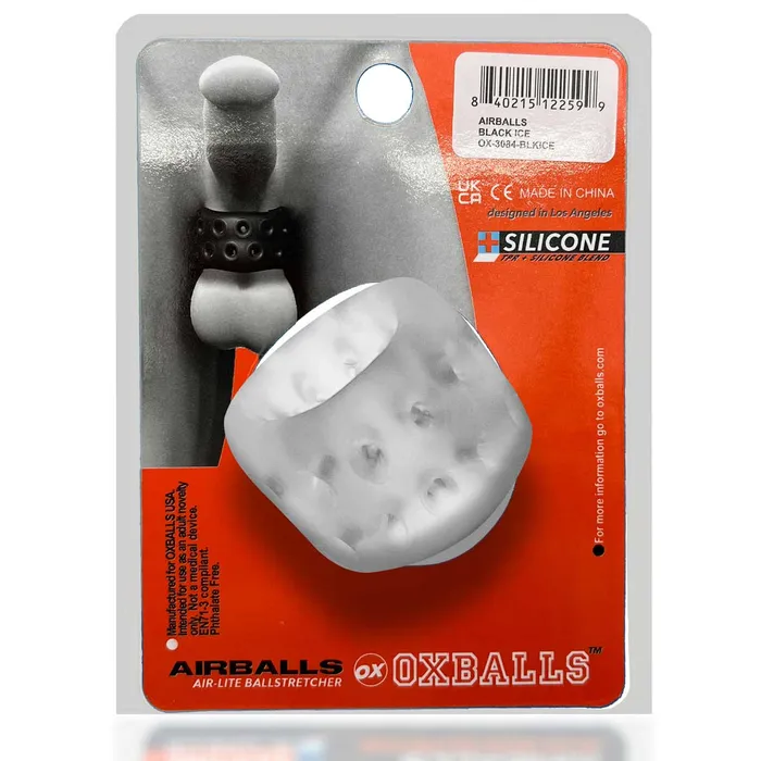 Oxballs Male Sex Toys Airballs AirLite Vented Ball Stretcher Clear Ice