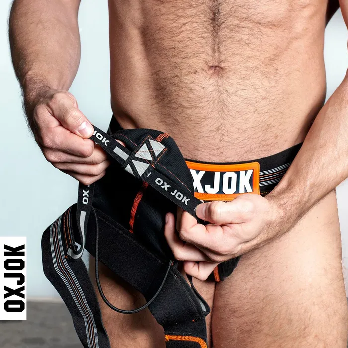 OXJok Anal Slingjock Upthrust SliderStrap Jock Black Iron Small