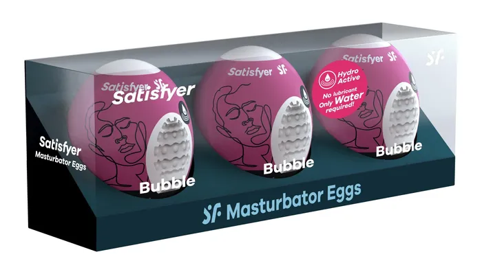 Satisfyer 3 Pc Set Masturbator Egg Bubble Violet Male Sex Toys