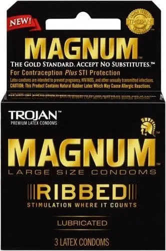 Trojan Condoms Trojan Magnum Ribbed 3 Pack Male Sex Toys