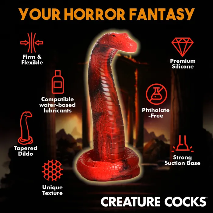 XR Brands Creature Cocks Dildos King Cobra King Cobra Silicone Dildo Red