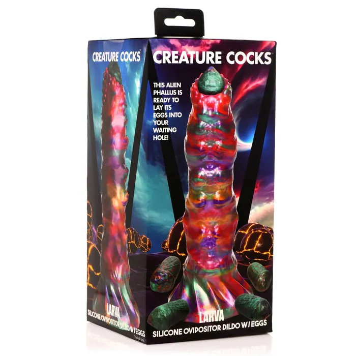 XR Brands Creature Cocks Female Sex Toys Larva Silicone Ovipositor Dildo With Eggs Multicolor