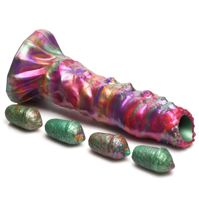 XR Brands Creature Cocks Female Sex Toys Larva Silicone Ovipositor Dildo With Eggs Multicolor