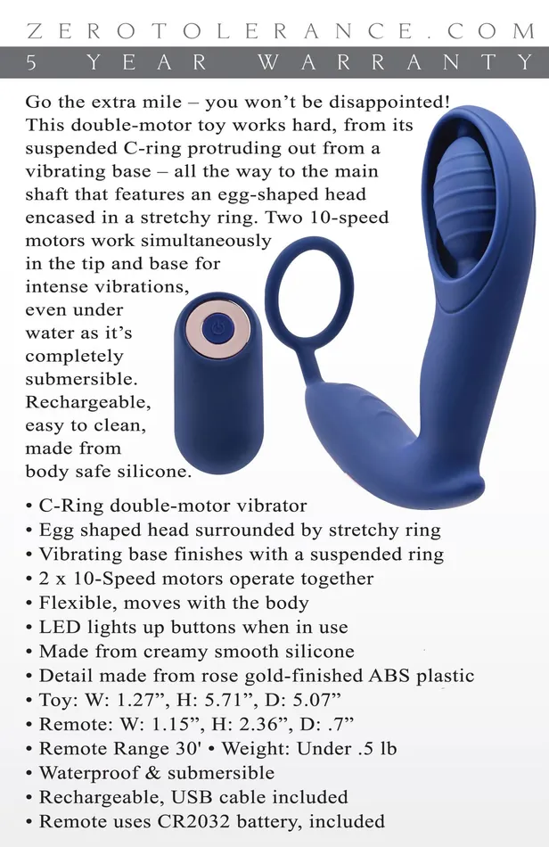 Zero Tolerance Vibrators Extra Mile Blue