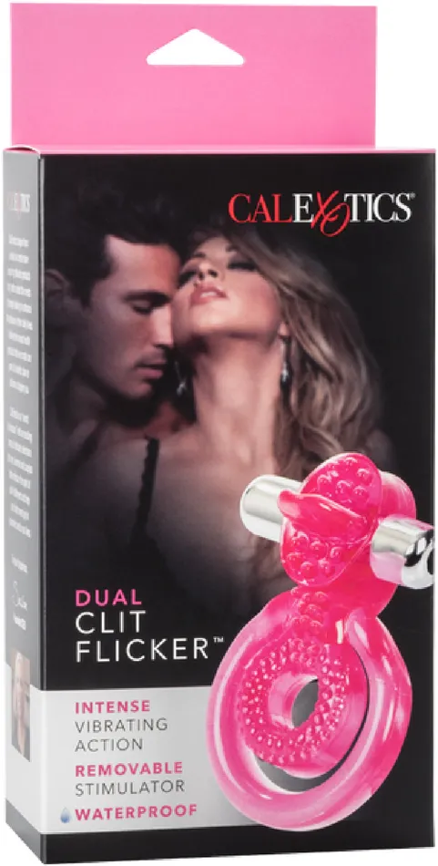 Couples California Exotic Novelties Dual Clit Flicker Cock Ring Sex Play Adult Toy Pleasure Pink