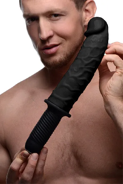 Female Sex Toys XR Brands The Curved Dicktator 13 Mode Vibrating Giant Dildo Thruster