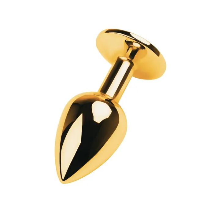 Metal Anal Gold Metal Anal Plug w Black Tourmaline Gem