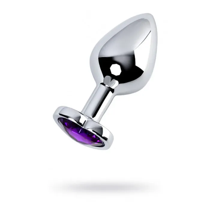 Metal Silver Metal Anal Plug w Amethyst Crystal Anal