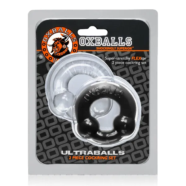 OxBalls Anal Ultraballs 2 Pack Cockring Black And Clear