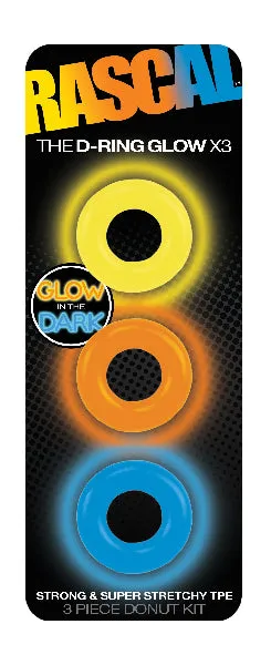 The DRing Glow X3 Donut Cock Ring Set Rascal Male Sex Toys