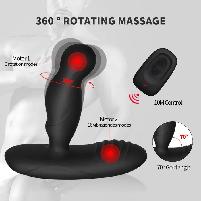 360 Rotating Anal Butt Plug Vibrator Silicone Male Prostate Massager Heating GSpot Stimulate soniker Anal