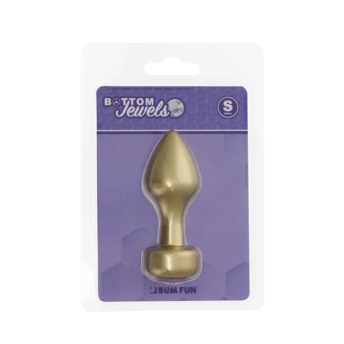 BUM FUN Anal BOTTOM JEWELS GOLD ALLOY W PURPLE JEWEL SMALL PLUG