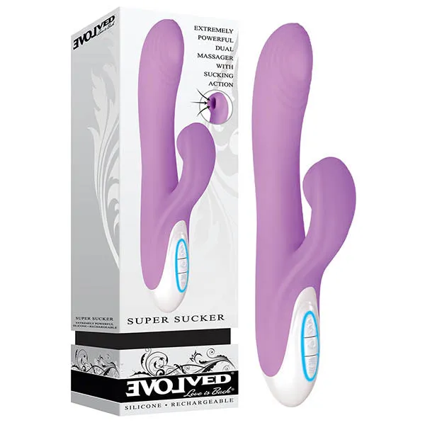 Evolved Evolved Super Sucker 229 cm 9 USB Rechargeable Rabbit Vibrator with Sucking Clit Stim Female Sex Toys