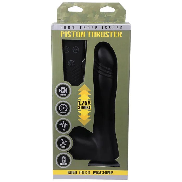 Fort Troff Piston Thruster Mini Fuck Machine Rechargeable RemoteControlled Silicone 85 in Thrusting Dildo Black Doc Johnson Female Sex Toys