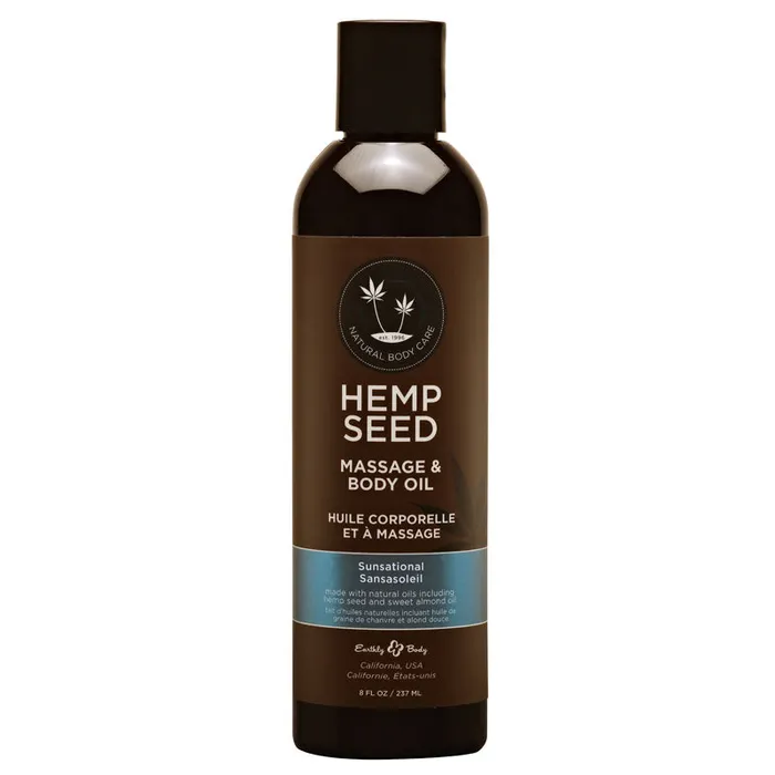 Hemp Seed Massage Body Oil Sunsational Italian Bergamot Juniper Berries White Wood Scented 237 ml Bottle Earthly Body Couples