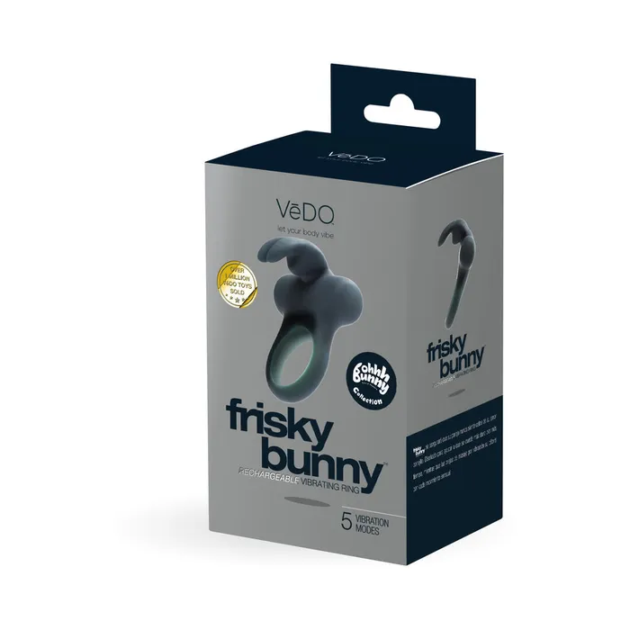 VeDO Vibrators VeDO Frisky Bunny Rechargeable Vibrating Ring Black Pearl